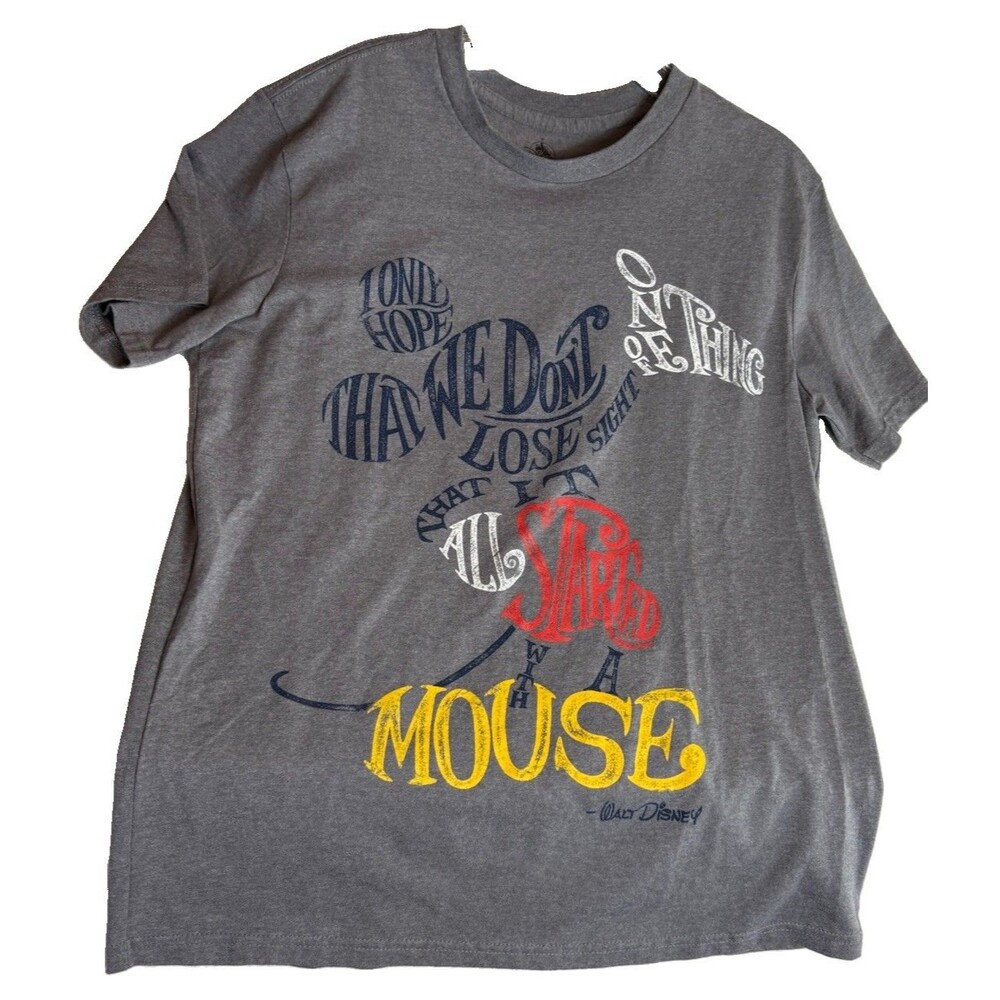 Disney Parks Mickey Mouse Quote Graphic T Shirt Gray Women’s Small Walt Disney